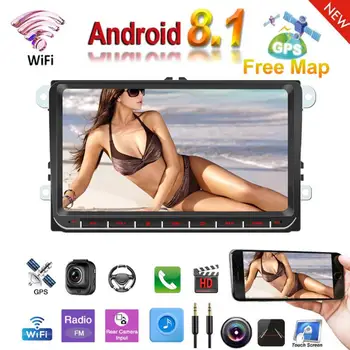 

9 Inch 1080P HD 2DIN Car GPS Navigation Wifi Bluetooth Car Radio Android 8.1 16G HD Touch Screen MP5 Player FOR VW Universal Car