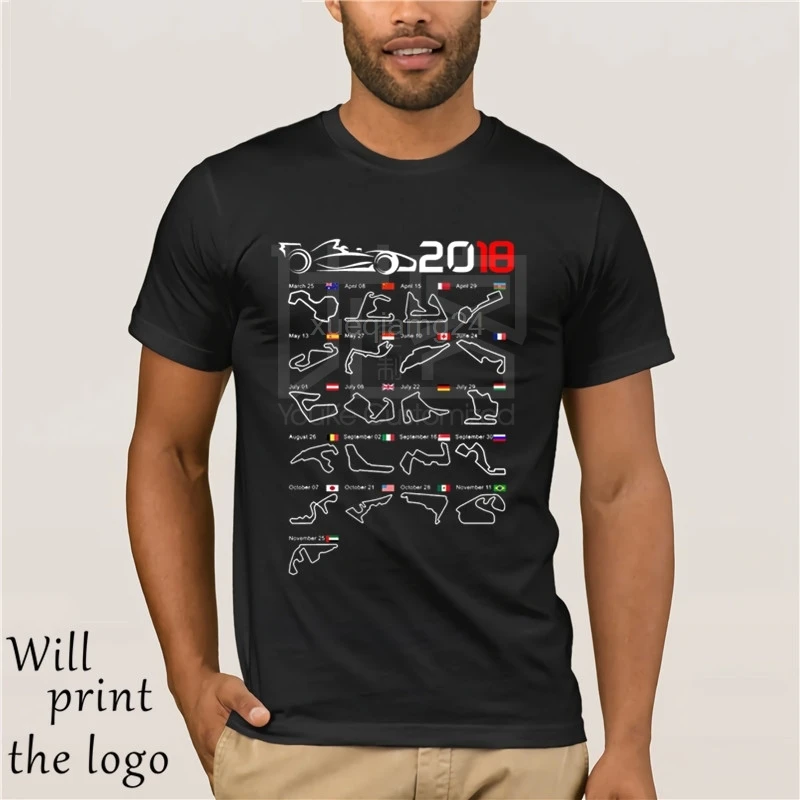 

F1 calendar 2019 circuits sports career T shirt man leisure Formula 1 design shirt T shirt