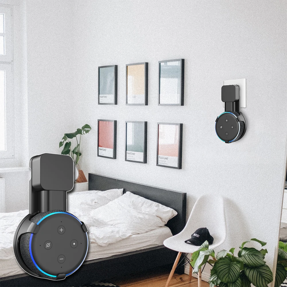 

PlusAcc Outlet Wall Mount Stand Hanger for Amazon Alexa Echo Dot 3rd Gen Work For Amazon Echo Dot 3 Holder Case Plug In Bedroom