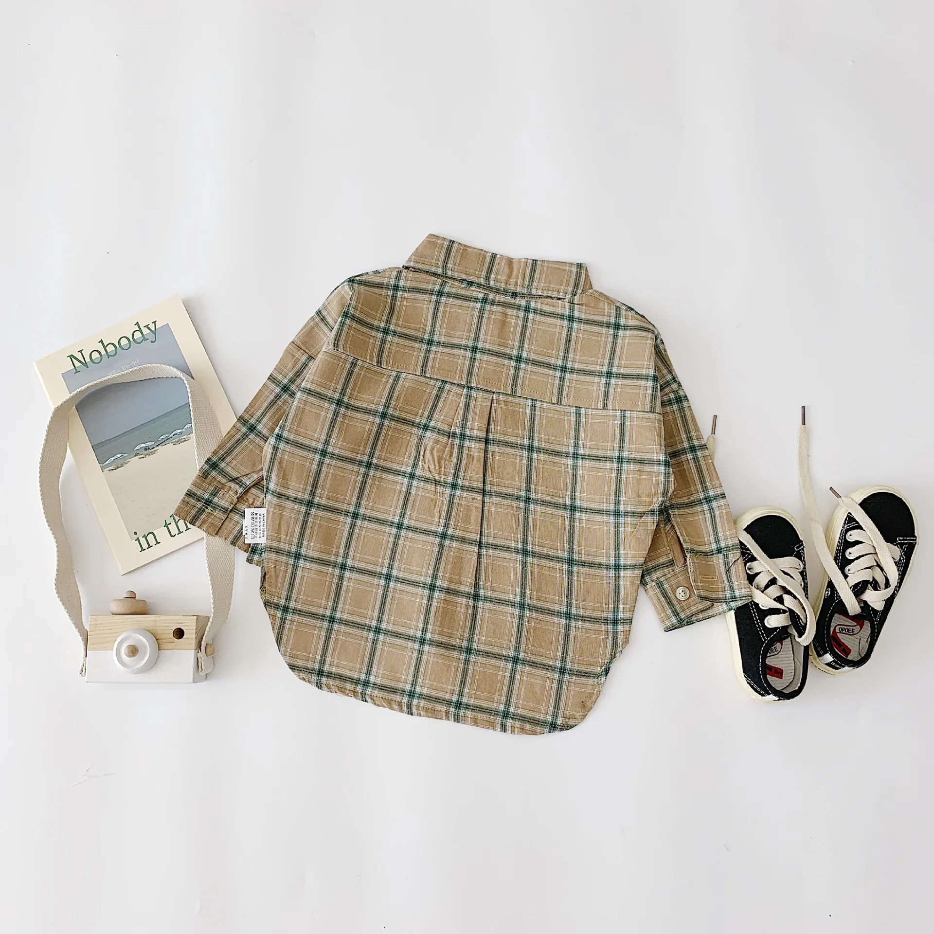 Spring Autumn Unisex Kids Fashion Plaid Shirts Long Sleeve Cotton Casual Tops Baby Girls Blouses Toddlers Kids Clothes LZ565