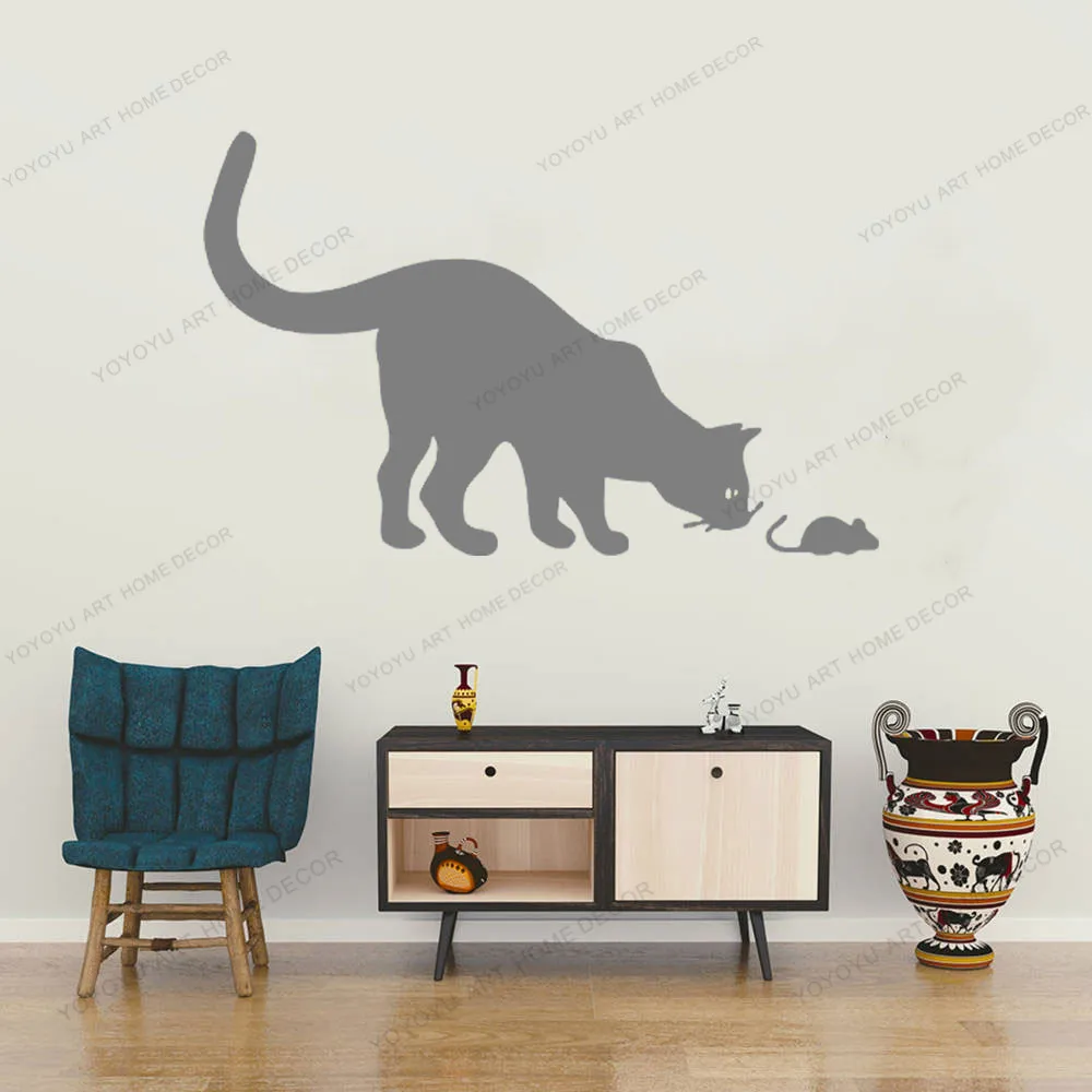 Funny Catmouse Wall Decor Cartoon Wall Decals Vinyl Wall Sticker