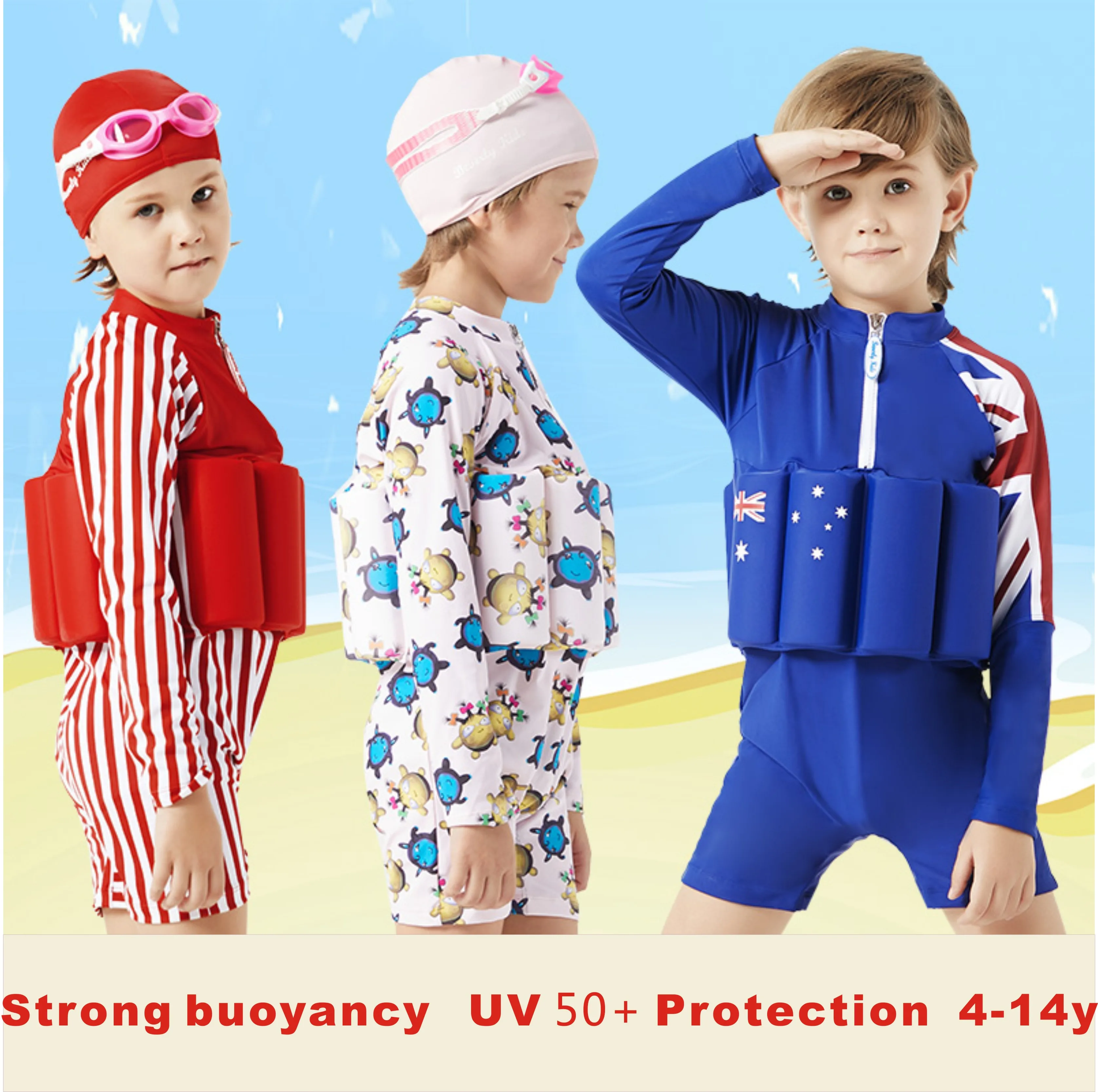 

Beverly kids swimsuit children UV protection floating swimwear life vest buoyancy suit junior swimming suit free shipping
