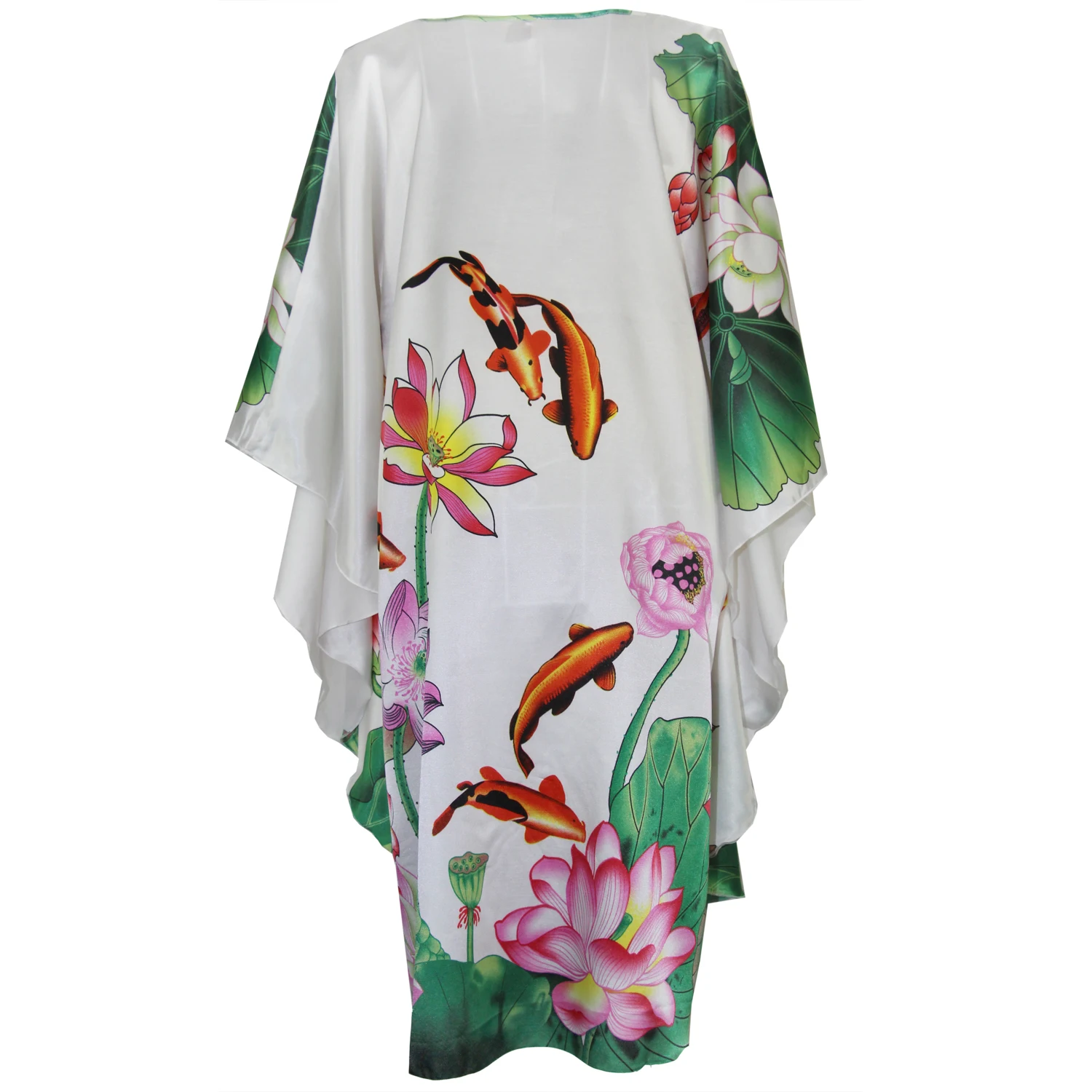 Chinese Vintage Print Lady Robe Dress Nightgown Summer Nightdress Sleepwear Women Satin Rayon Nightwear Bath Gown One Size