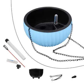 

Flower Pot Plants Garden Automatic Water Absorption Hanging Planter Round Plastic Basket With Chain Water Level Indicator