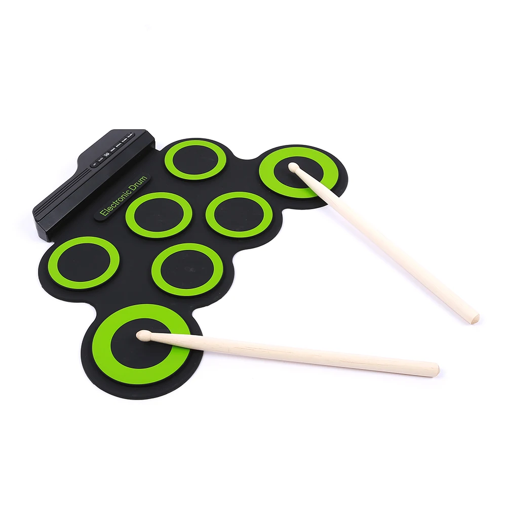 Электронные Ударные установки USB Roll Up Портативный Профессиональный Силиконовый 7 Pad Музыкальный силиконовые складные ж/Stick подарок - Цвет: green