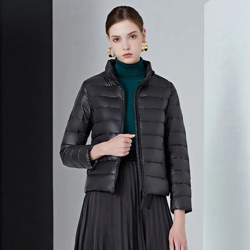

Women Autumn Coats New Warm Duck Down Winter Female Casual Jacket Stand Neck Light Ladies Slim Jacket