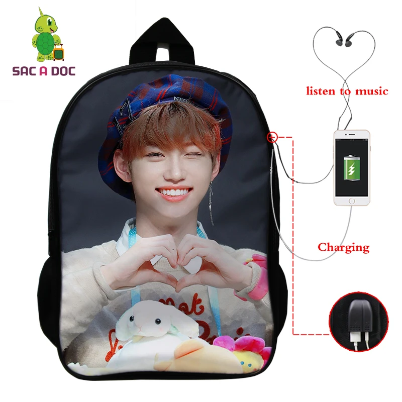Mochila Kpop рюкзак для детей женский многофункциональный USB зарядка латоп рюкзак школьные сумки для подростков девочек мальчиков рюкзак для путешествий - Цвет: 28