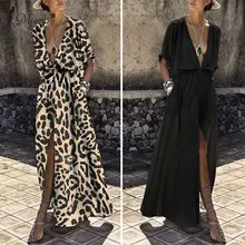 Miyouj сексуальное пляжное платье с глубоким v-образным вырезом, закрывающее средний рукав, макси платье, женский купальный костюм, Летнее Длинное пляжное платье размера плюс, пляжная одежда