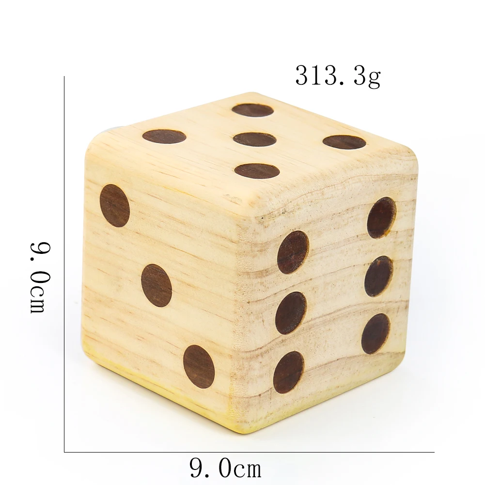 90mm Wood Dice D6 Digital or Point Dice Outdoor Cubes Round Corner Game Party Family Kid Toys Adults Board Paperweight