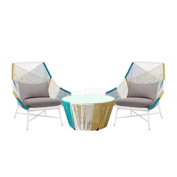 

Outdoor chair three-piece model room lounge chair balcony small table and chairs combination garden small coffee table sofa