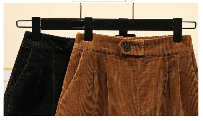 Lucyever плюс Размеры Для женщин вельветовые шорты осень-зима Винтаж эластичный Высокая Талия Свободные Короткие штаны-шаровары, детская одежда в Корейском стиле, теплая снимки 5XL