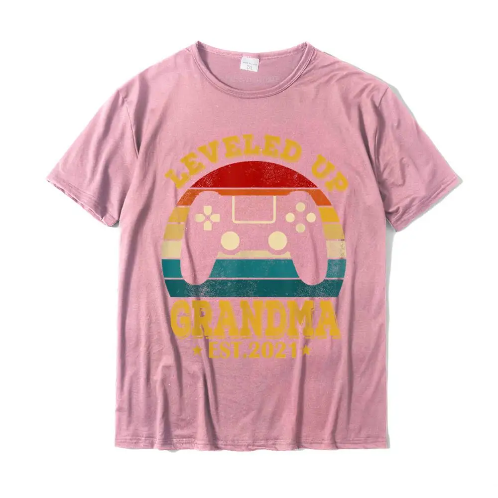 Casual 100% Cotton Casual Tops T Shirt Fashion Short Sleeve Men's T-shirts Group Summer Fall Tee-Shirts Crewneck Leveled Up To Grandma Est. 2021 Promoted To Grandma Gift T-Shirt__MZ23571 pink