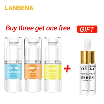 

LANBENA Makeup Base Essence Makeup Primer Face Serum Moisturizing Oil-Control 3PCS+Pore Treatment Serum Buy 3 Get 1 Gift