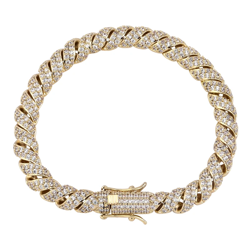 TOPGRILLZ 10 мм Iced Out кубический циркон кубинская ссылка браслет золото серебро Цвет Личность хип хоп ювелирные изделия