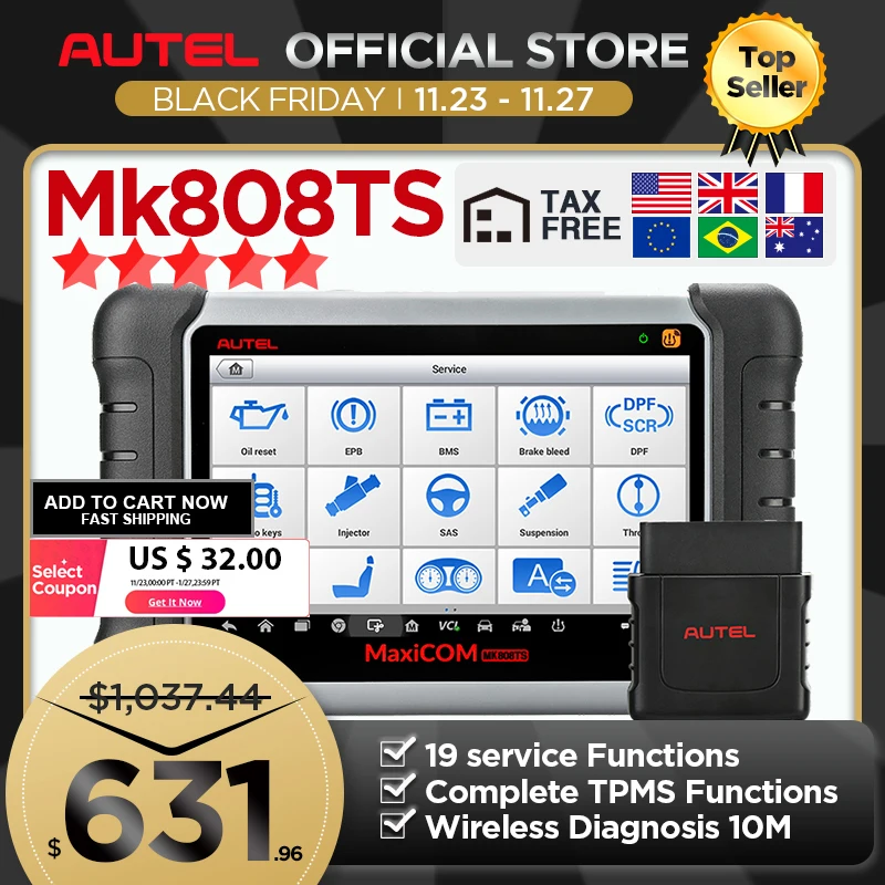 Autel MaxiCOM MK808TS OBD2 Bluetooth Scanner Car