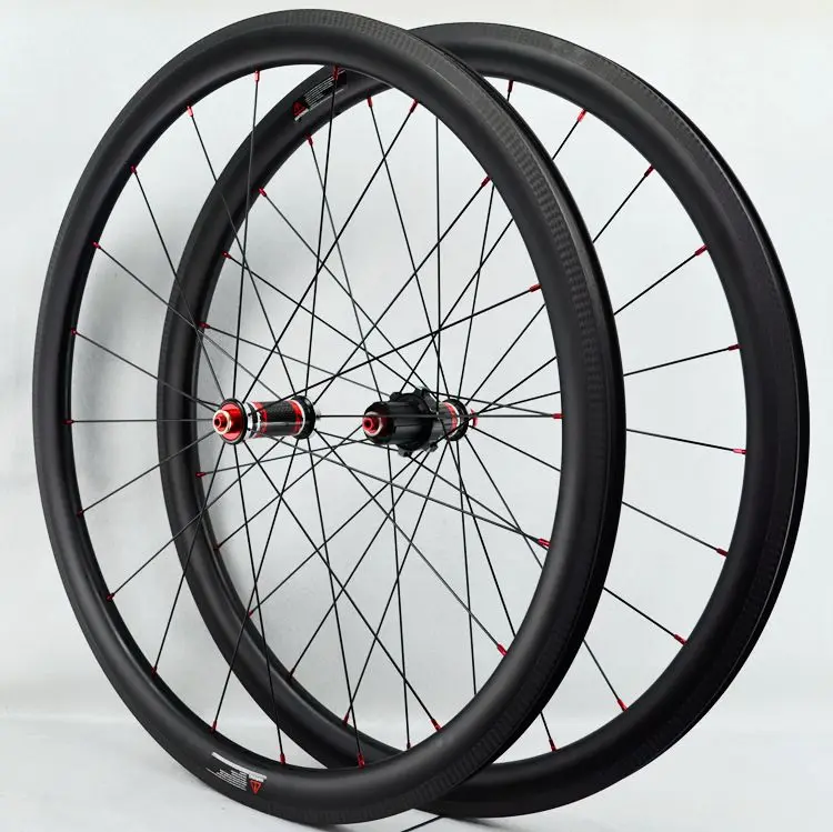 40Tubeless black hub Углеродное колесо для шоссейного велосипеда, прямая тяга, низкое сопротивление, подшипник ступицы 25 мм, более широкий клинчер, бескамерная 700c колесная установка 3K twill 40/50/ - Цвет: 40Tubeless black hub