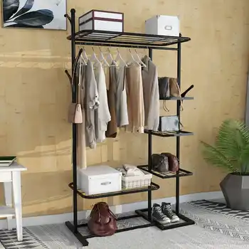 

1.2M Removeble Clothes Rack Hanger Floor Indoor Coat Rack Clothes Rail Bedroom Clothes Shelf Hotels Metal Clothing Storage Racks