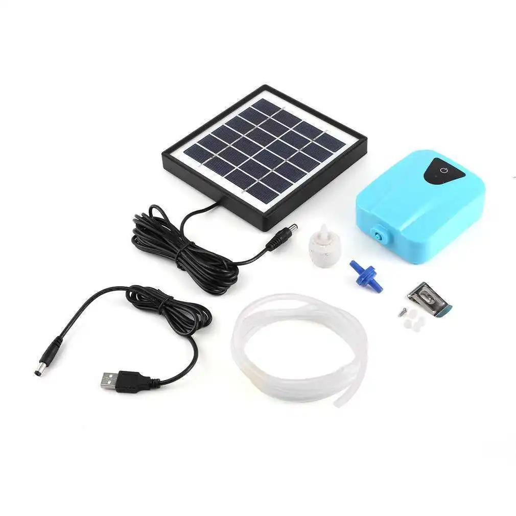 

Solar Powered DC Charging Oxygenator Fishing Air Pump Water Oxygen Pump Pond Aerator with 1 Air Stone Aquarium Airpump