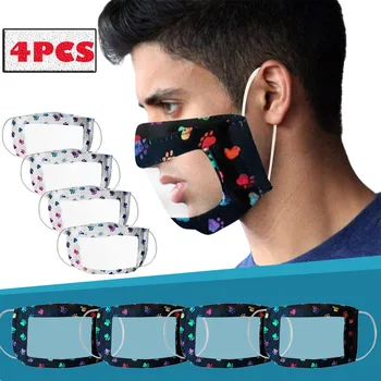 

4PC Mask With Clear Window Visible Expression For The Deaf And Hard Of Hearing Face Mask Mondkapjes Wasbaar Masque De Protection