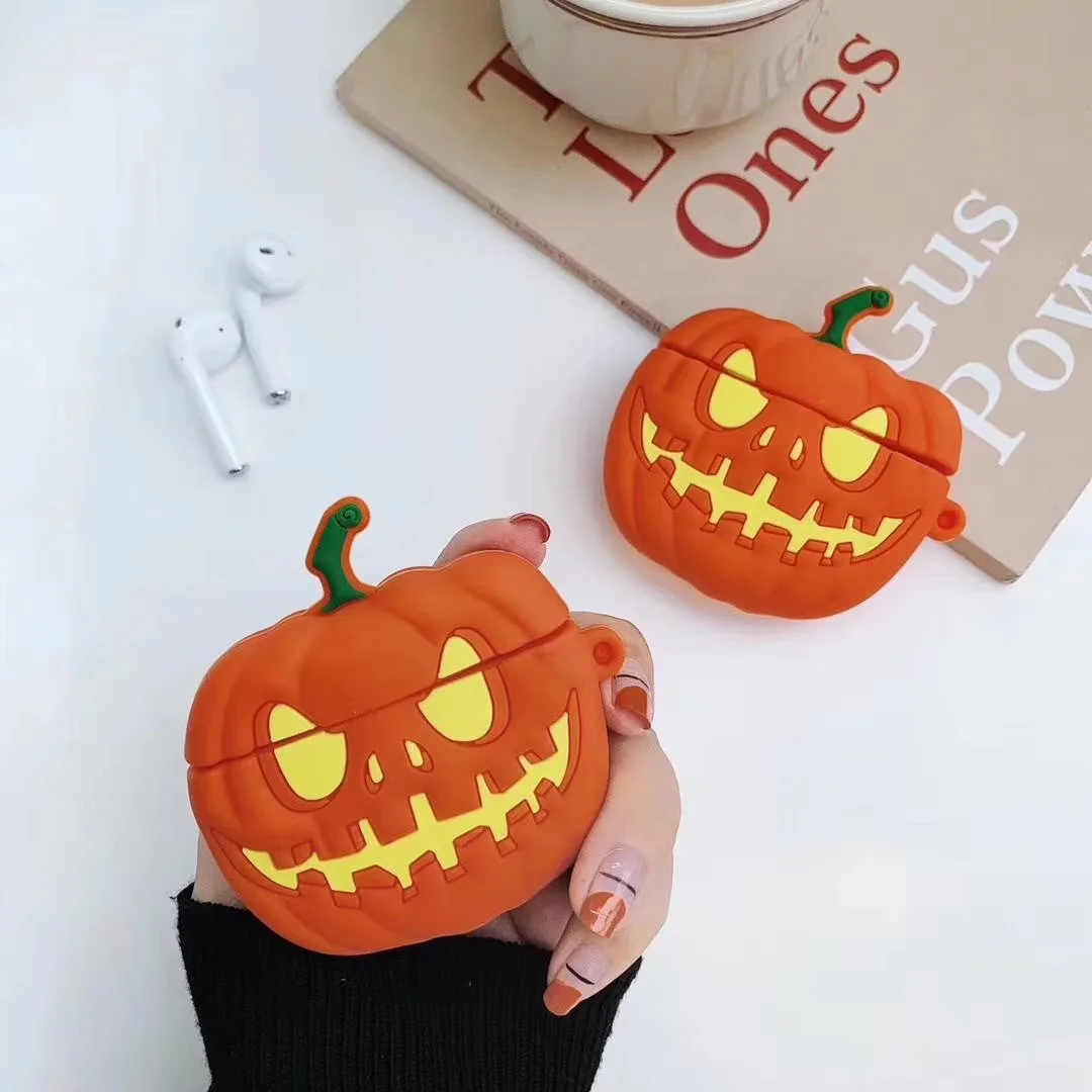 Силиконовый чехол в виде тыквы защитный резиновый для Airpods Bluetooth дня Хэллоуина| |