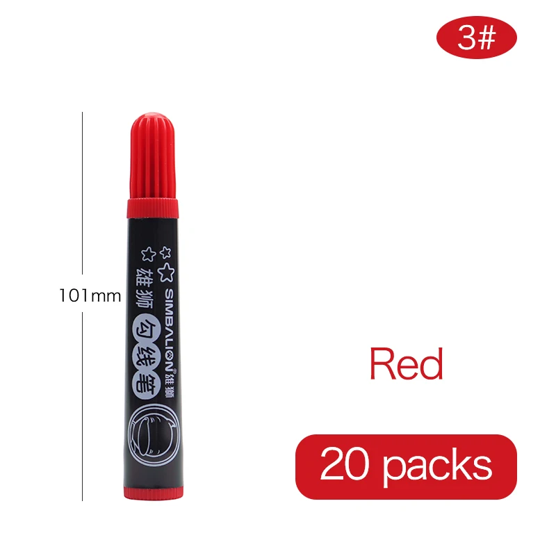 Red-20pcs SIMBALION искусство крючок линия Акварельная ручка эскиз безвкусная Нетоксичная живопись на акварельной основе крючок линия Марка ручка граффити рисунок - Цвет: Red-20pcs