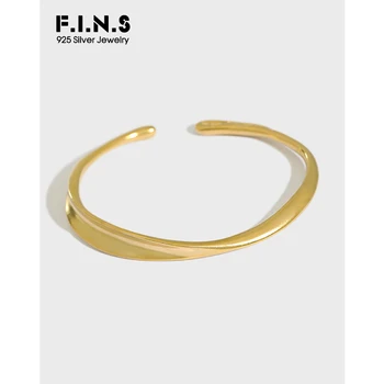 

F.I.N.S Korea Style Trendy Irregular S925 Sterling Silver Open Bracelet Bangle Texture Silver Bracelet Female Stackable Jewelry