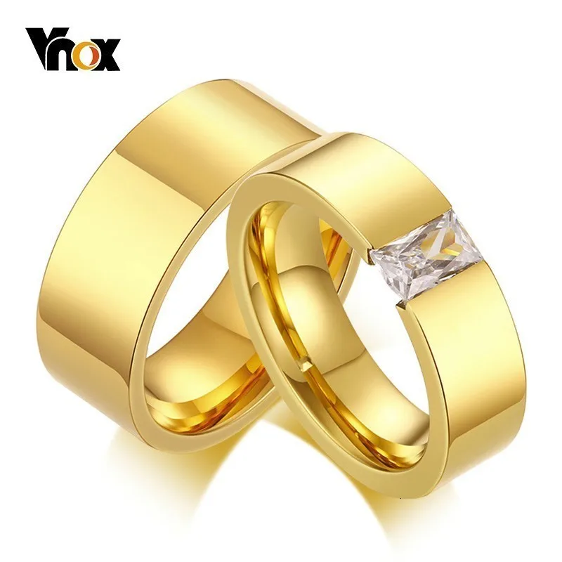 Большое обручальное кольцо Vnox с квадратным фианитом ювелирные изделия золотого