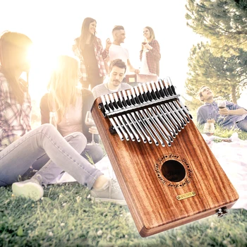 

LINGTING K17YEQ 17-key Portable Thumb Piano Kalimba Mbira Sandalwood Solid Wood Built-in Pickup with Storage Bag Carry Case