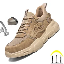 Chaussures de sécurité avec bout en acier pour homme, baskets confortables, avec semelle intérieure en Kevlar, Anti-perforation et Indestructible, 2021