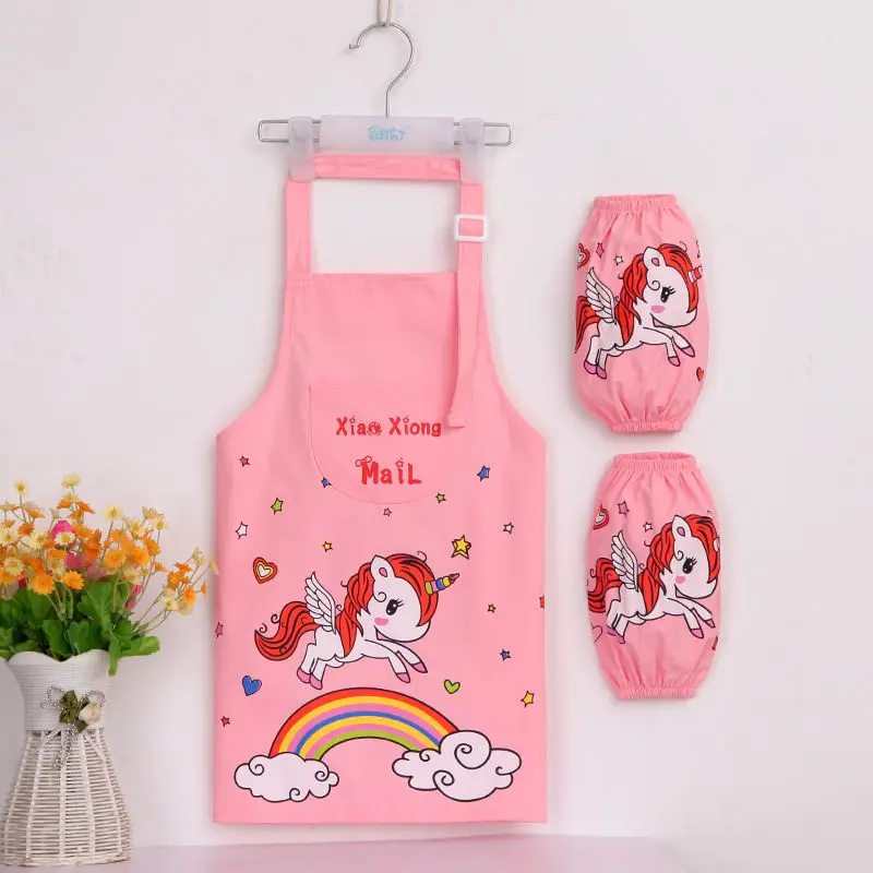 

Cartoon children's drawing clothes waterproof and dirt-resistant apron parent-child baby dinner gown art class dedicated apron
