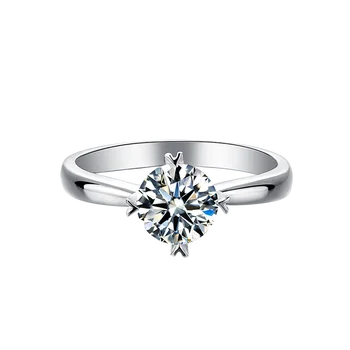 

ZWJEWE 925 Sterling Silver Platinum Plated Clarity VVS1 1ct Moissanite Women's Diamond Ring Engagement Anniversary Gift