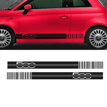 

For (1Pair/2Pcs) 2pcs Car Side Racing Stripes Decals For Fiat 500 Barcode/Tuning/Graphics Sticke DA-50056