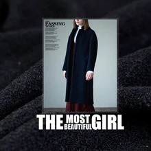 Navy blue wool fabric soft bead ring circle woollen autumn and winter high-grade solid color handmade diy clothing custom fabric