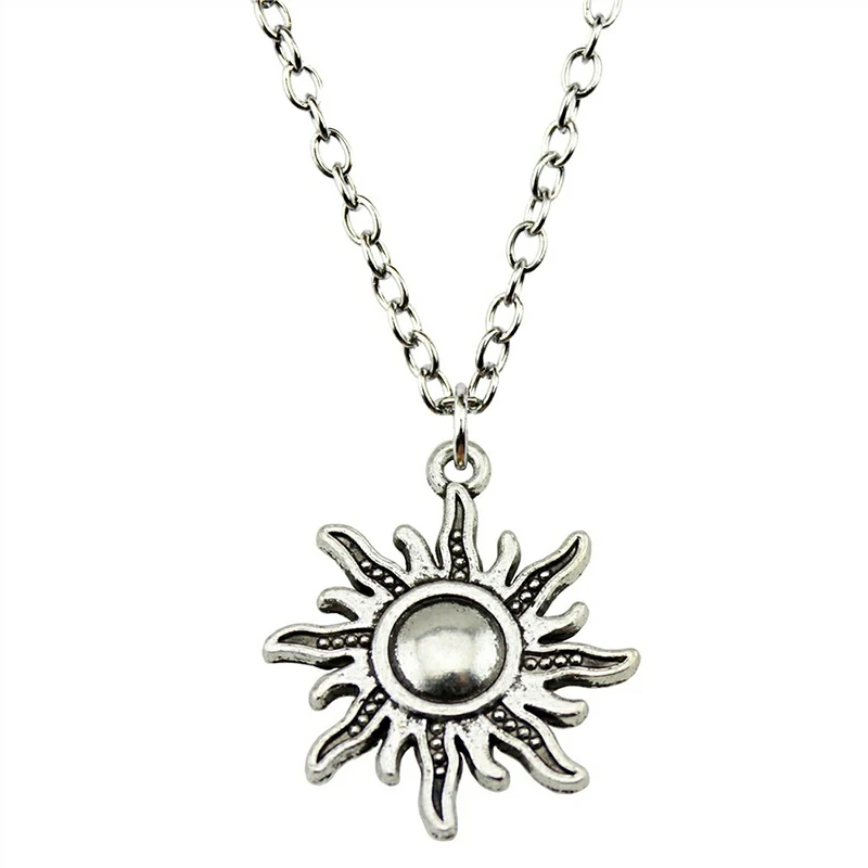 Simple Necklace for Women Men gift Vintage Alloy Sun Pendant Long Cross Chain Necklaces Minimalist Jewelry Wholesale New hot