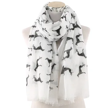 

2019 Fashion Pink Ladies Animal Printed Scarf Korean Style High Quality Lovely Dog Shawl Polyester Breathe Thin Scarf For Women