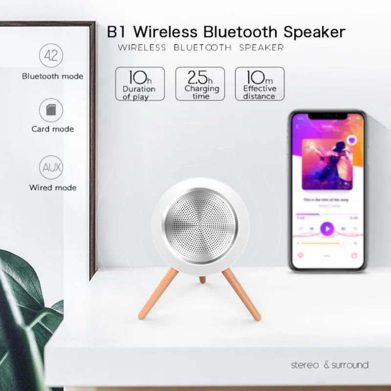 KNY500mAh/1000mAh Портативный TWS Bluetooth 4 2 динамик маленький Hi Fi чистый истинный
