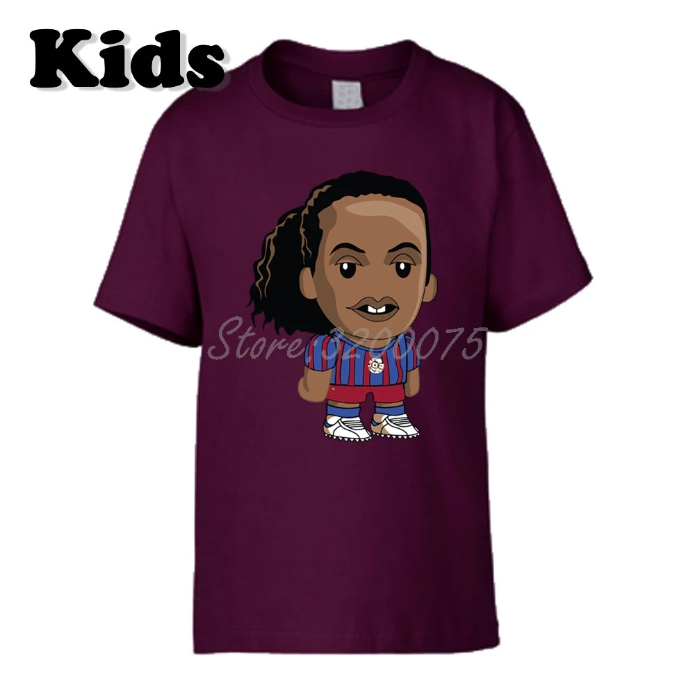 Детская футболка с героями мультфильмов Ronaldinho 10 Ronaldo De Assis Moreira, Бразилия, Барселона, легенда комиксов, одежда, футболки для мальчиков и девочек W19032912 - Цвет: 27