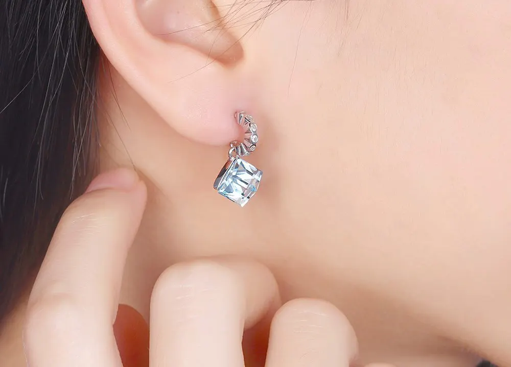 Square Crystal Stud Earrings Real 925 Sterling Silver Jewelry Romantic Earrings For Women Elegant Party Birthday Wedding (5)