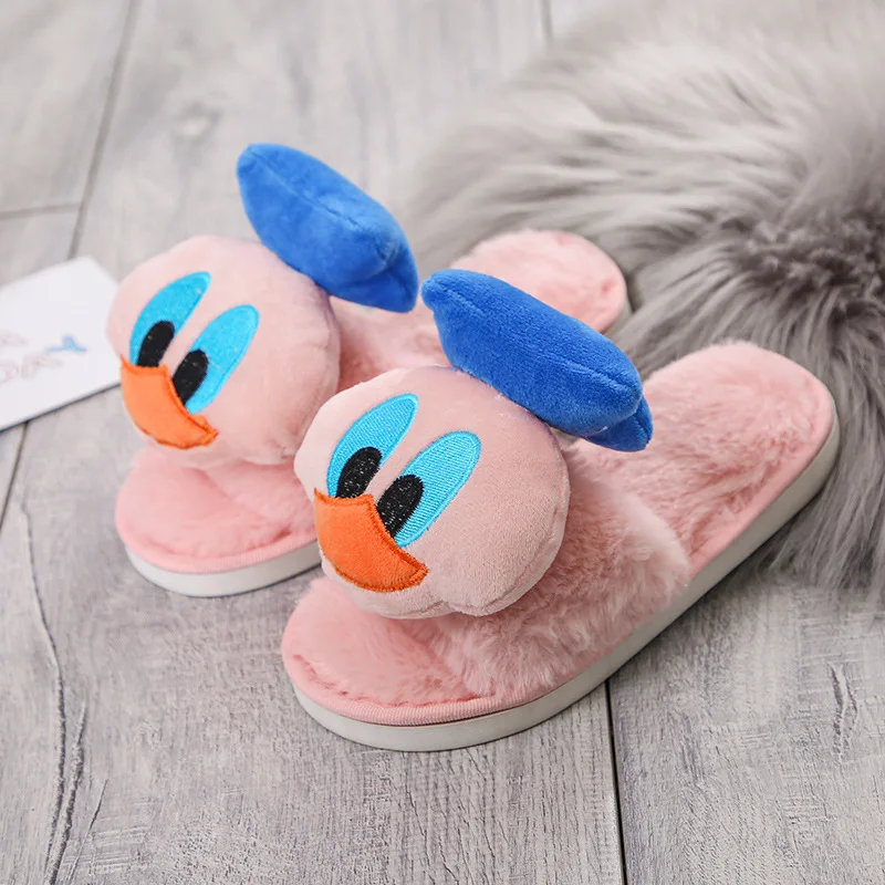 

Cross Border Plush Slipper Spring and Autumn Warm Anti-slip Soft Bottom Furry Slippers Cartoon Parent and Child Donald Duck Slip