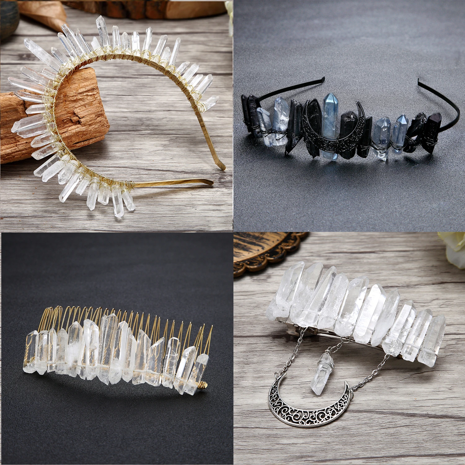 Tieks Silver Crystal Hair Accessory Dripping Stones Hair Tie | Ariana Ost main image 2