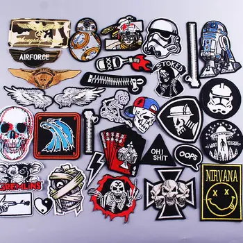 

Punk Patch Skull Iron On Patches For Clothes Star Wars Embroidered Patches For Clothing Military Patch Appliques Stripes Badges