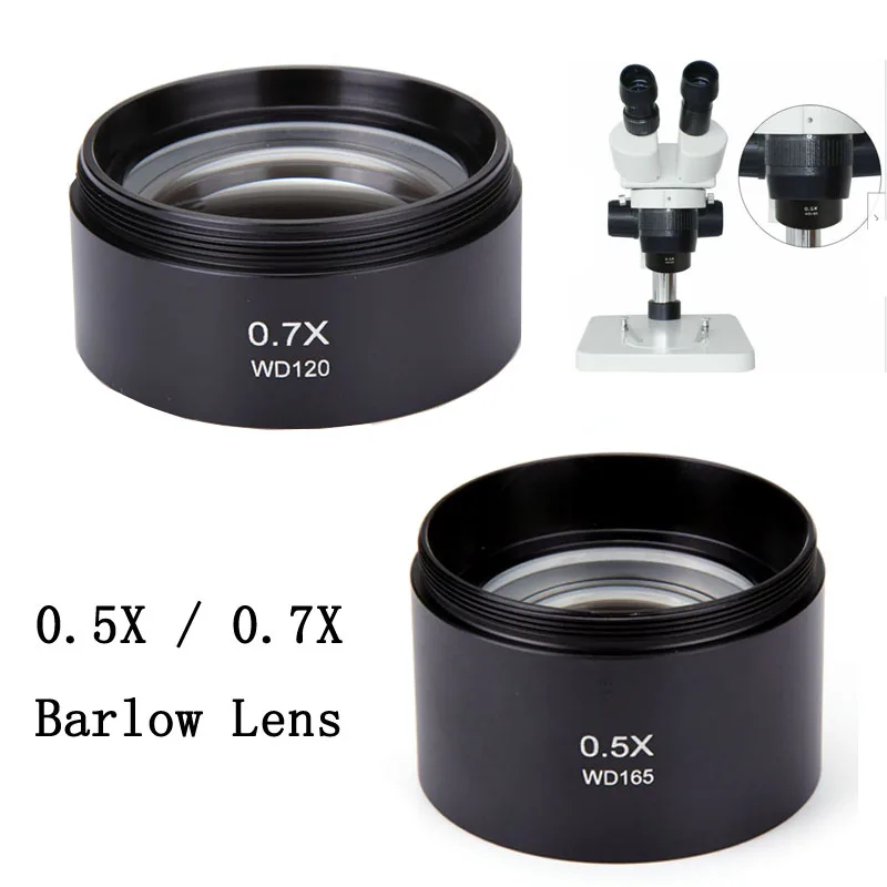 

0.5X 0.7X Barlow Lens Stereo Microscope Auxiliary Lens Barlow Objective Lens Binocular Trinocular Microscope Parts