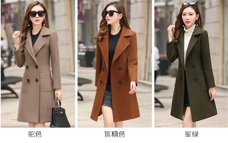 Осенне-зимняя женская шерстяная Верхняя одежда Slim fit Новая мода темперамент женское шерстяные пальто средняя длинная секция Женское шерстяное пальто
