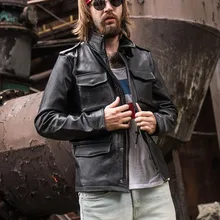 Роскошные Классические мужские Куртки из натуральной коровьей кожи мужские мото Байкерские Куртки из натуральной кожи размера плюс 6XL ветровка