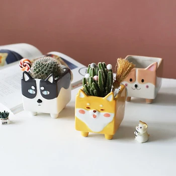 

Creative Cute Animal Figurines Flower Pot Ceramic Miniature Model Fairy Garden Decoration Ornaments Home Decor Artware Flowerpot