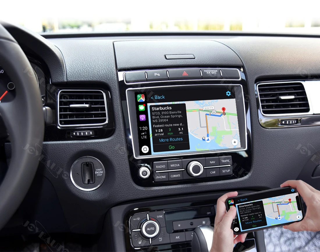 Joyeauto Wifi беспроводной Apple Carplay для 2010- Volkswagen Toureg Golf с iOS13 Android зеркало Android авто зеркало в форме яблока