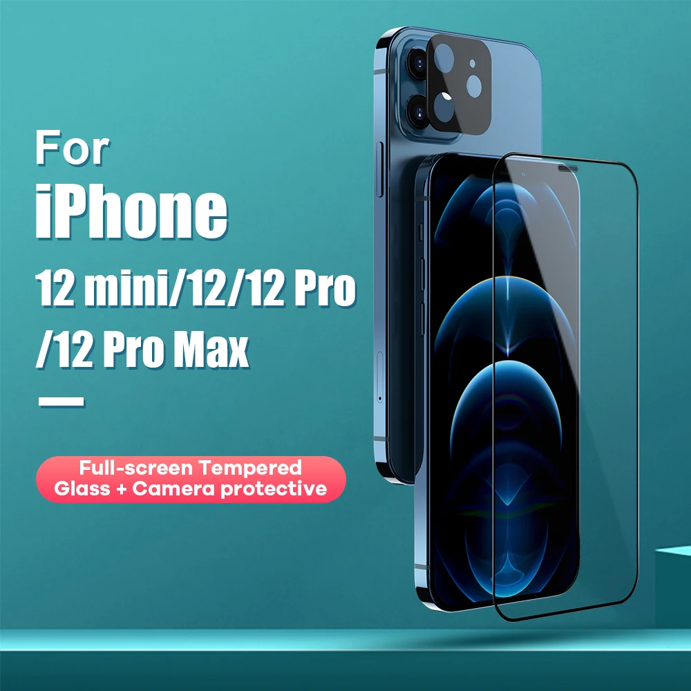 NILLKIN For iPhone 12 Pro Max Glass 2-in-1 HD Full Tempered Glass Anti-Scratch Camera Screen Protector For iPhone 12/12 Pro