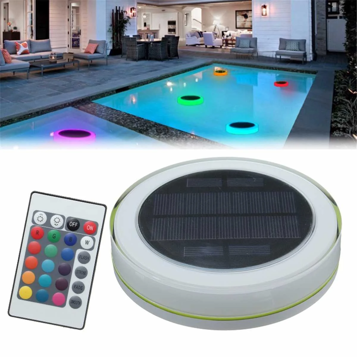 

RGB Solar Panel Swimming Pool Floating Light with Reomte Controller Underwater Light LED Garden Pond Waterproof IP68