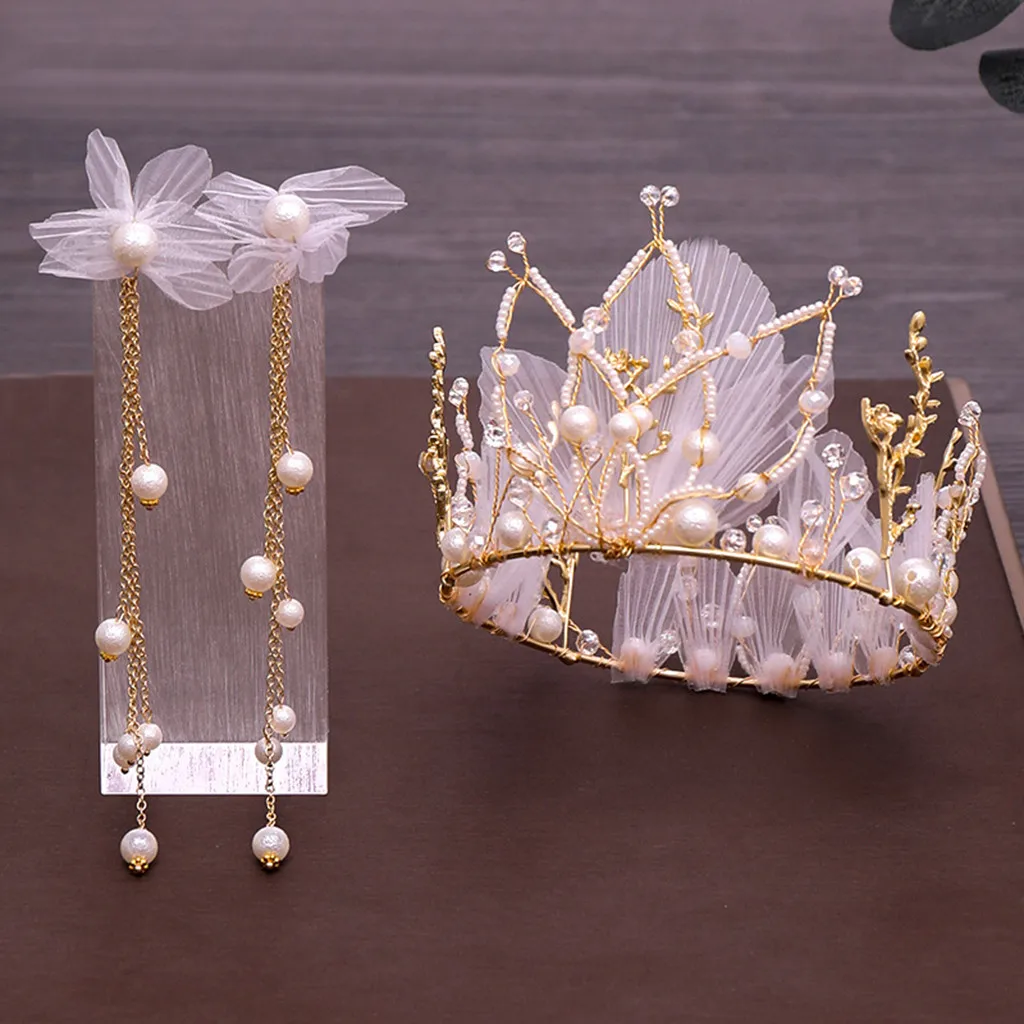 New Design Luxury Elegant Crown Full zircon Flower Headdress Drop Earrings Ladies Jewelry Hair Accessories Gift | Украшения и