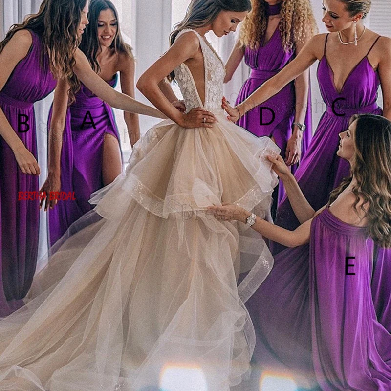 Фуксия платья невесты различные стили плиссированные длиной до пола шифоновое свадебное платье для гостей Robe demoiseur Honneur